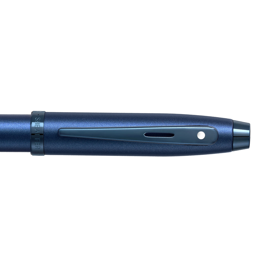 Sheaffer 100 E9371 Satin Blue With PVD Blue Trims Fountain Pen (WW30) — Sheaffer fountain pen — precision nib writing instrument, at Cityluxe Singapore stationery store