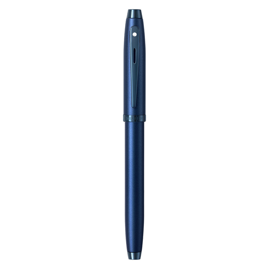 Sheaffer 100 E9371 Satin Blue With PVD Blue Trims Fountain Pen (WW30) — Sheaffer fountain pen — precision nib writing instrument, at Cityluxe Singapore stationery store