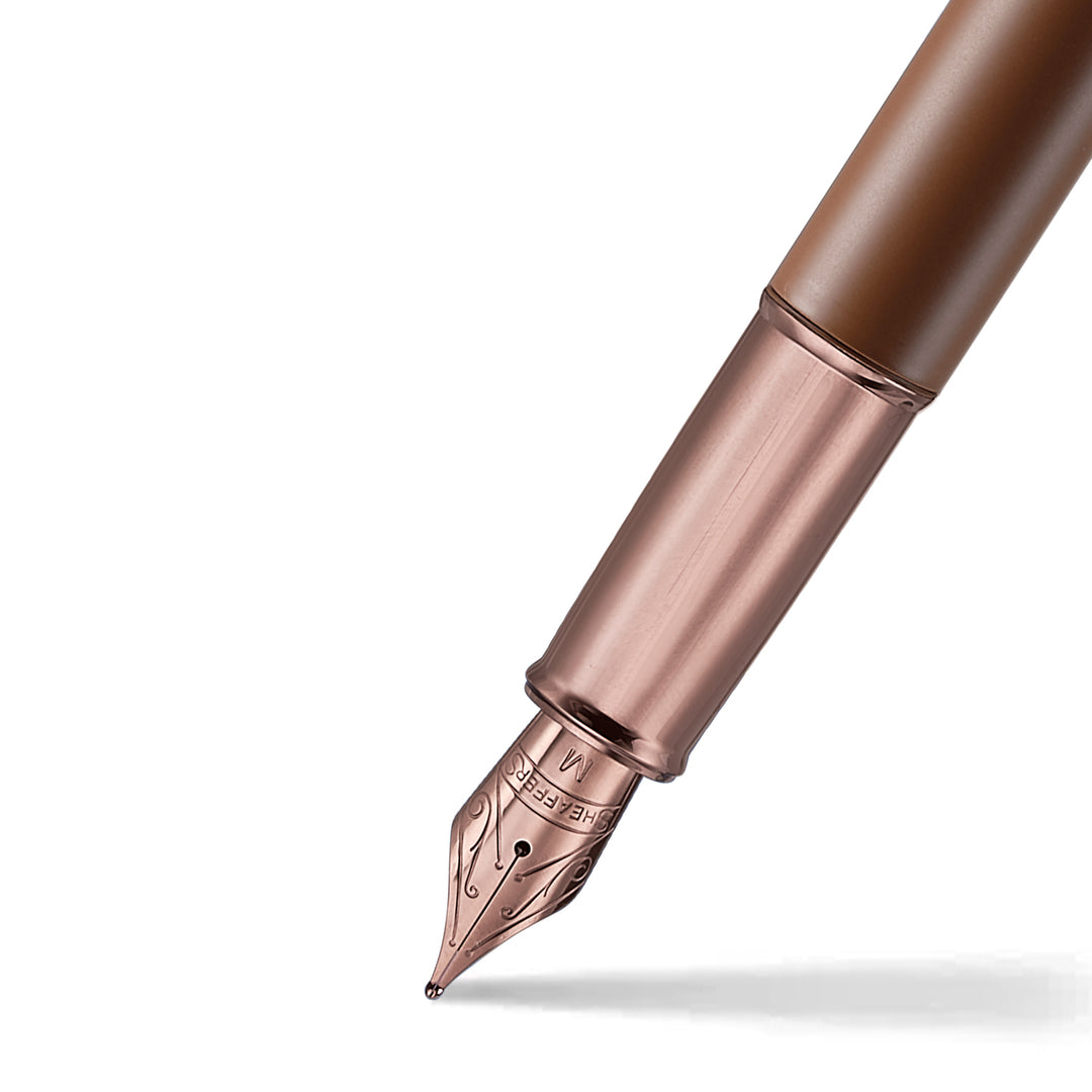 Sheaffer 100 E9374 Coffee Edition With PVD Trims Fountain Pen (WW30 Coffee) — Sheaffer fountain pen — precision nib writing instrument, at Cityluxe Singapore stationery store