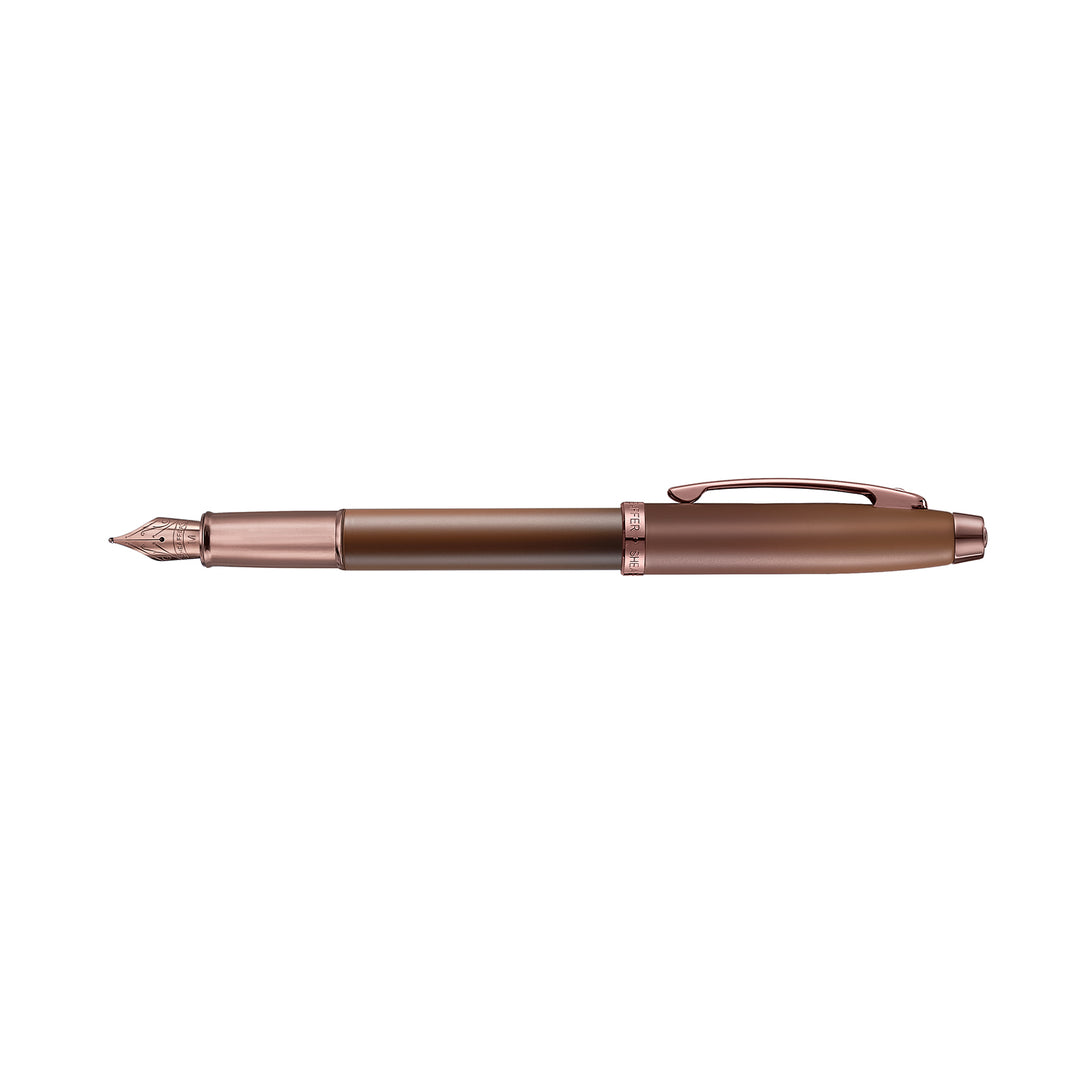 Sheaffer 100 E9374 Coffee Edition With PVD Trims Fountain Pen (WW30 Coffee) — Sheaffer fountain pen — precision nib writing instrument, at Cityluxe Singapore stationery store
