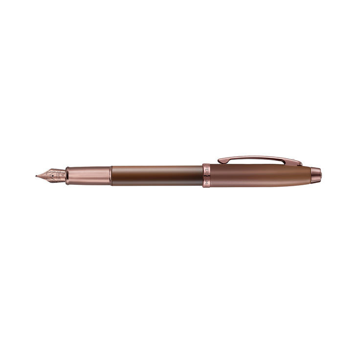 Sheaffer 100 E9374 Coffee Edition With PVD Trims Fountain Pen (WW30 Coffee) — Sheaffer fountain pen — precision nib writing instrument, at Cityluxe Singapore stationery store