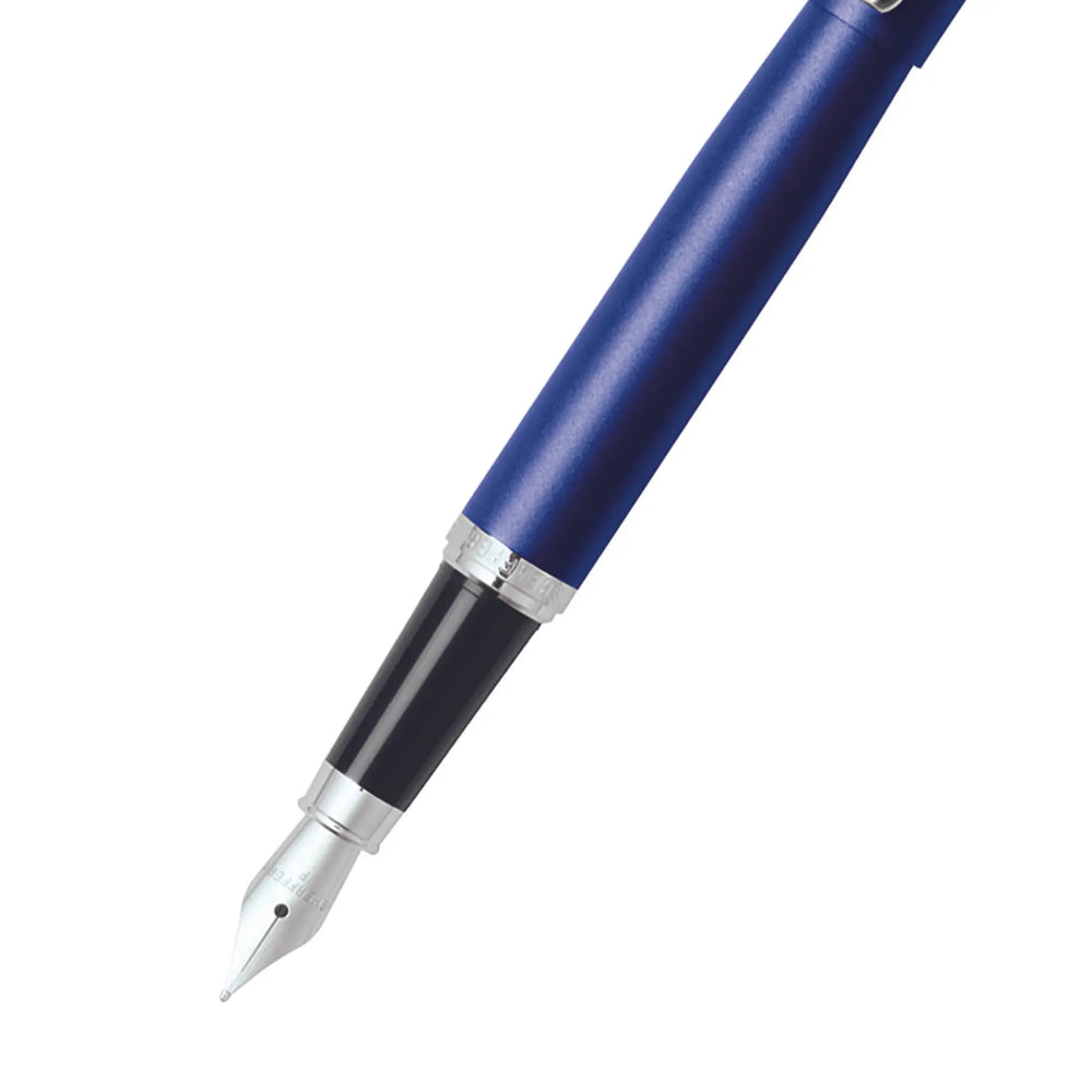 Sheaffer VFM E9401 Neon Blue Fountain Pen With Chrome Trims (WW31) — Sheaffer fountain pen — precision nib writing instrument, at Cityluxe Singapore stationery store