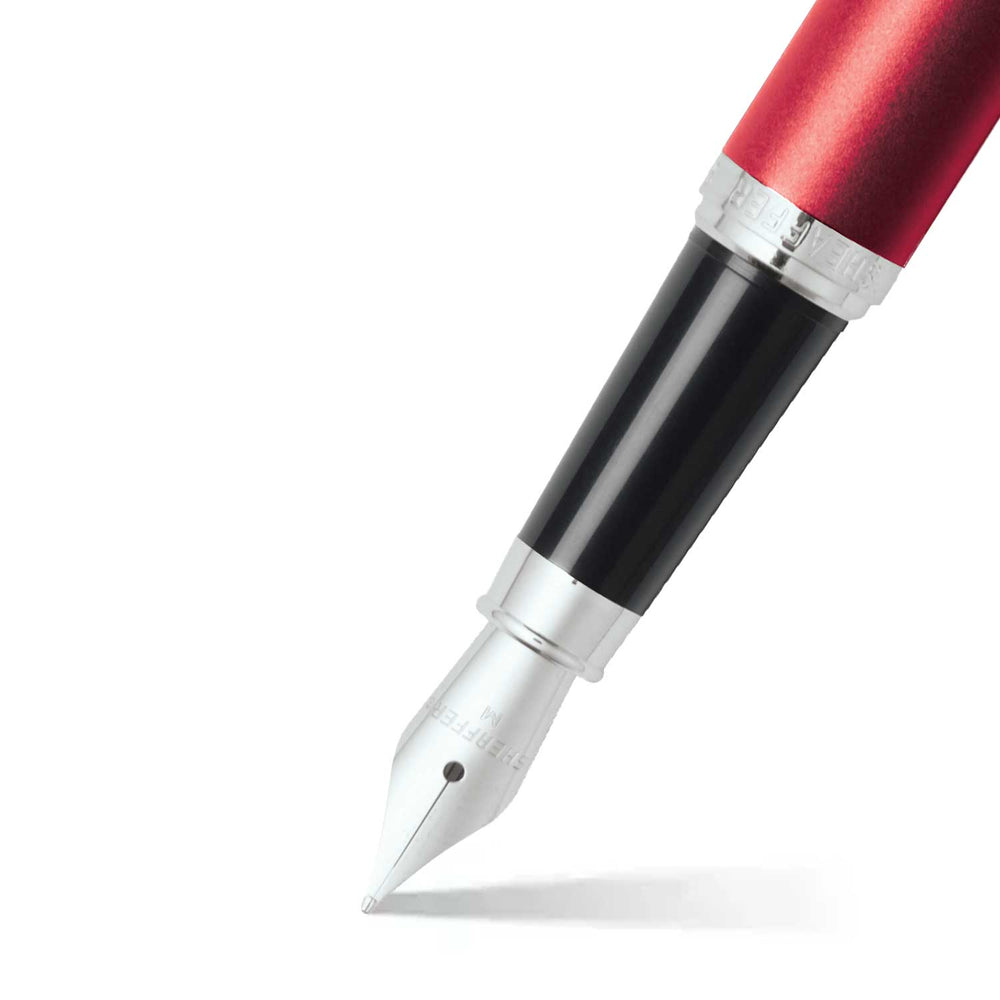 Sheaffer  VFM E9403 Excessive Red Fountain Pen With Chrome Trims  (WW31) — Sheaffer fountain pen — precision nib writing instrument, at Cityluxe Singapore stationery store