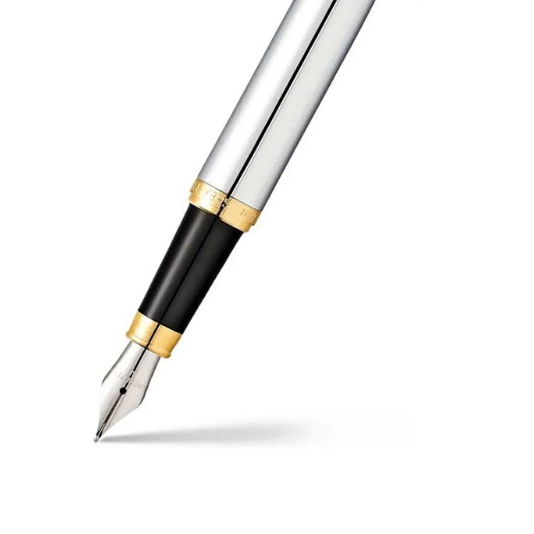 Sheaffer VFM E9422 Polished Chrome with Gold Trims Fountain Pen (WW31) — Sheaffer fountain pen — precision nib writing instrument, at Cityluxe Singapore stationery store
