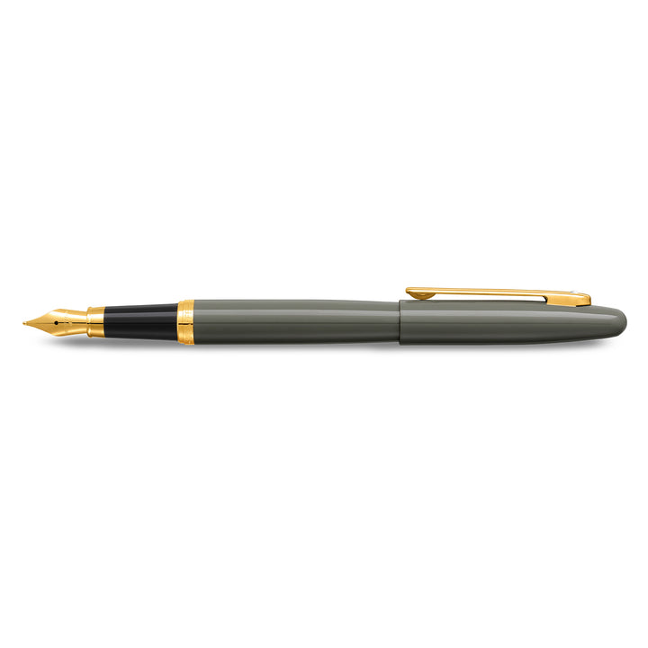 Sheaffer VFM E9427 Glossy Light Gray Fountain Pen With PVD Gold-Tone Trim in Medium Nib (WW31) — Sheaffer fountain pen — precision nib writing instrument, at Cityluxe Singapore stationery store