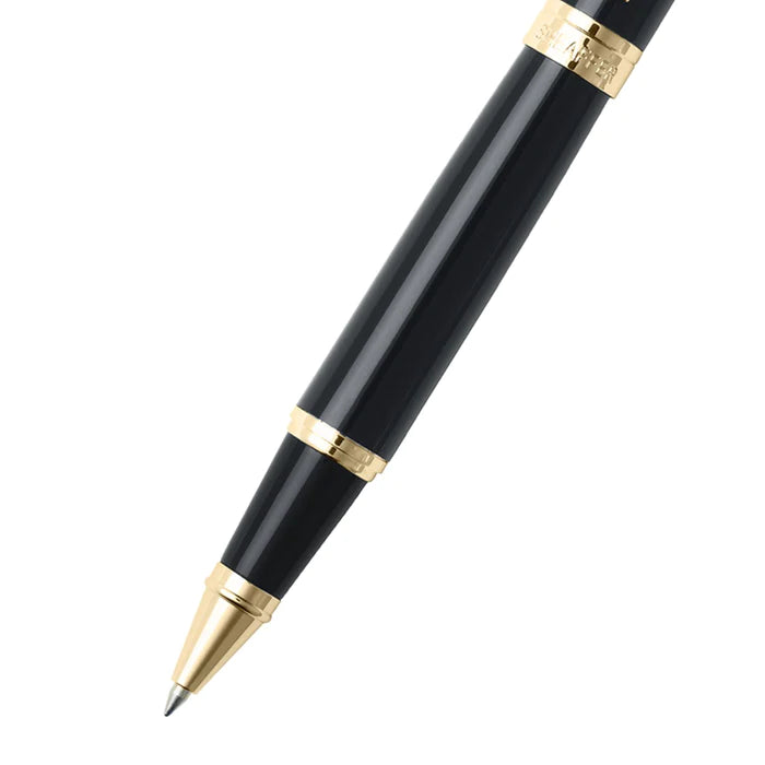 Sheaffer 300 E9325 Glossy Black with Gold Trims Rollerball Pen (WW30) — Sheaffer rollerball pen — fluid gel ink writing instrument, at Cityluxe Singapore