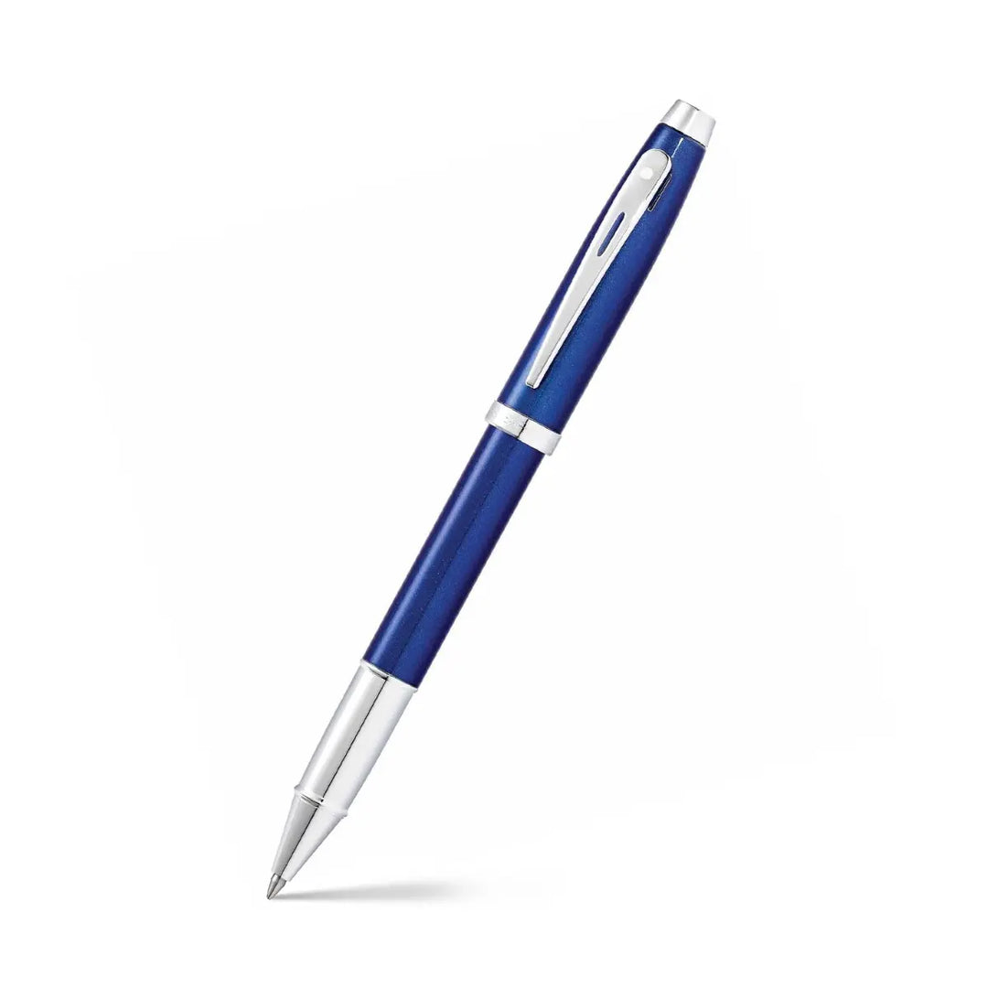 Sheaffer 100 E9339  Glossy Blue With Chrome Trims Rollerball Pen (WW30) — Sheaffer rollerball pen — fluid gel ink writing instrument, at Cityluxe Singapore