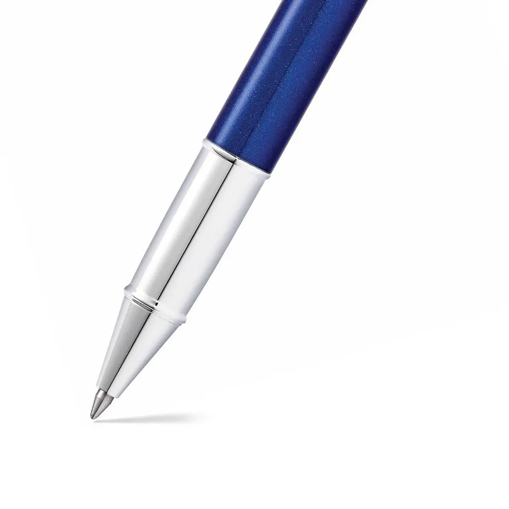 Sheaffer 100 E9339  Glossy Blue With Chrome Trims Rollerball Pen (WW30) — Sheaffer rollerball pen — fluid gel ink writing instrument, at Cityluxe Singapore