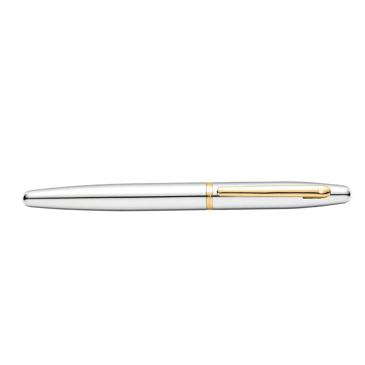 Sheaffer  VFM E9422 Polished Chrome with Gold Trims Rollerball Pen (WW31) — Sheaffer rollerball pen — fluid gel ink writing instrument, at Cityluxe Singapore