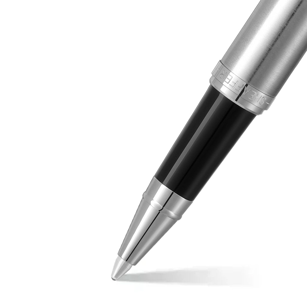 Sheaffer  VFM 9426 Brushed Chrome  With Chrome Trim Rollerball Pen (WW31) — Sheaffer rollerball pen — fluid gel ink writing instrument, at Cityluxe Singapore
