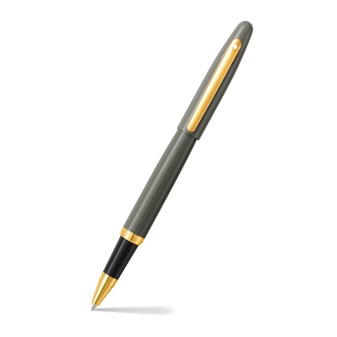 Sheaffer VFM E9427 Glossy Light Gray  With PVD Gold-Tone Trim Rollerball Pen (WW31) — Sheaffer rollerball pen — fluid gel ink writing instrument, at Cityluxe Singapore