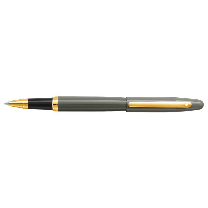 Sheaffer VFM E9427 Glossy Light Gray  With PVD Gold-Tone Trim Rollerball Pen (WW31) — Sheaffer rollerball pen — fluid gel ink writing instrument, at Cityluxe Singapore