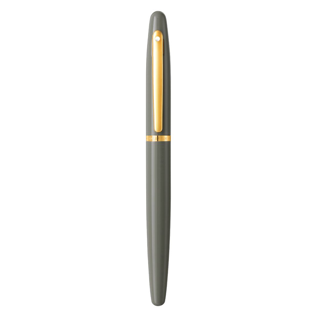 Sheaffer VFM E9427 Glossy Light Gray  With PVD Gold-Tone Trim Rollerball Pen (WW31) — Sheaffer rollerball pen — fluid gel ink writing instrument, at Cityluxe Singapore