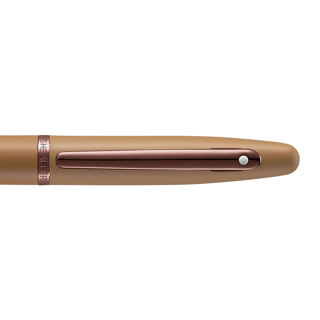 Sheaffer VFM E9428 Coffee Edition Matt Brown With Regal Brown PVD Trims Rollerball Pen (WW31 Coffee) — writing at an angle