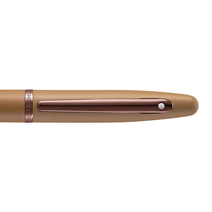 Sheaffer VFM E9428 Coffee Edition Matt Brown With Regal Brown PVD Trims Rollerball Pen (WW31 Coffee) — writing at an angle