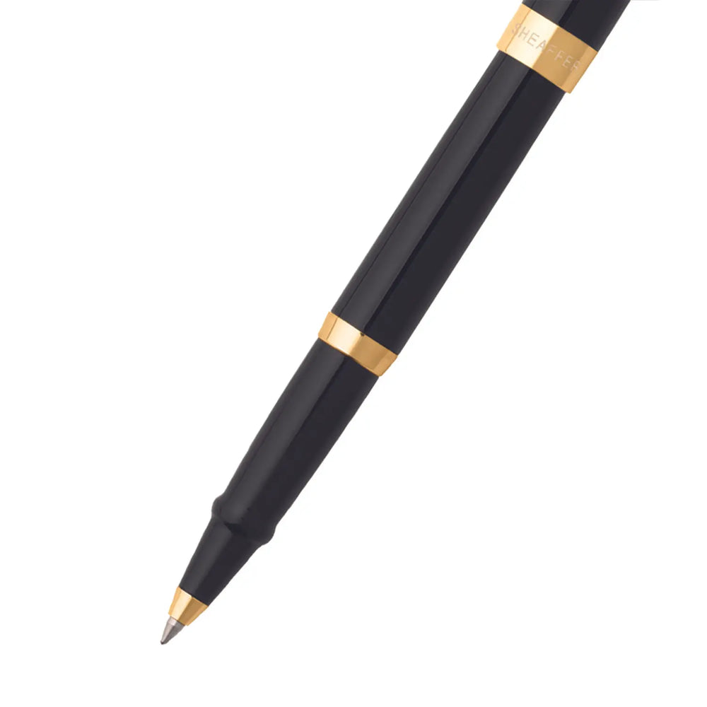 Sheaffer SAGARIS E9471 Gloss Black With Gold Tone Trim Rollerball Pen (WW30) — Sheaffer rollerball pen — fluid gel ink writing instrument, at Cityluxe Singapore