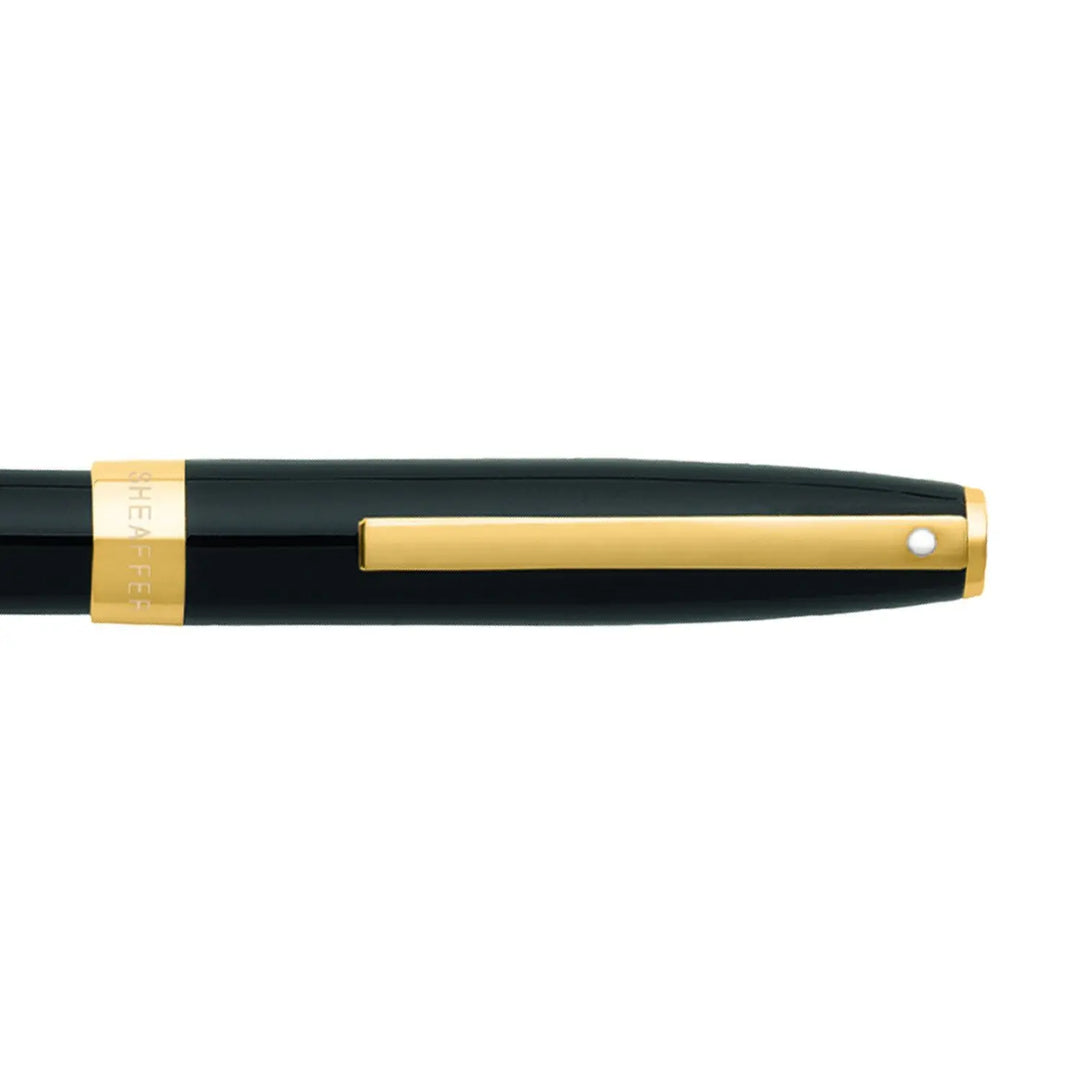 Sheaffer SAGARIS E9471 Gloss Black With Gold Tone Trim Rollerball Pen (WW30) — Sheaffer rollerball pen — fluid gel ink writing instrument, at Cityluxe Singapore