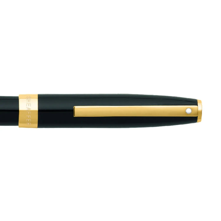 Sheaffer SAGARIS E9471 Gloss Black With Gold Tone Trim Rollerball Pen (WW30) — Sheaffer rollerball pen — fluid gel ink writing instrument, at Cityluxe Singapore