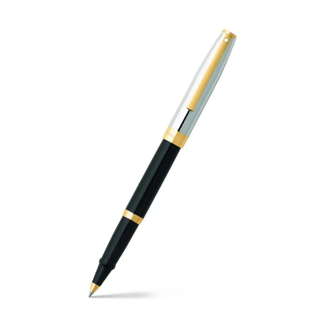 Sheaffer SAGARIS E9475 Gloss Black Barrel and Chrome Cap With Gold Tone Trim Rollerball Pen  (WW30) — Sheaffer rollerball pen — fluid gel ink writing instrument, at Cityluxe Singapore