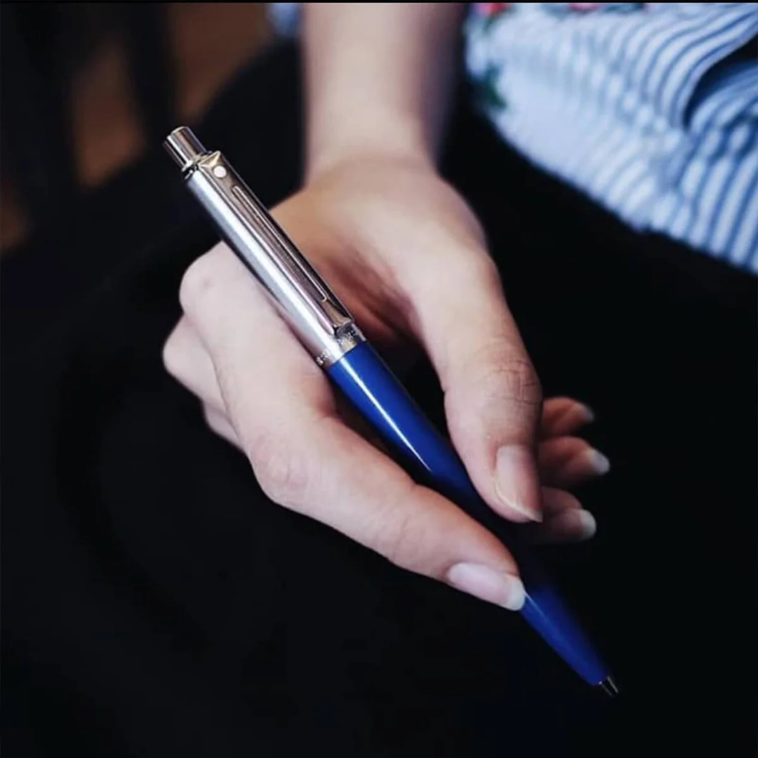 Sheaffer Sentinel Blue and Chrome Ballpoint Pen With Chrome Trims (WW31) — Sheaffer ballpoint pen — reliable smooth-writing everyday pen, at Cityluxe Singapore