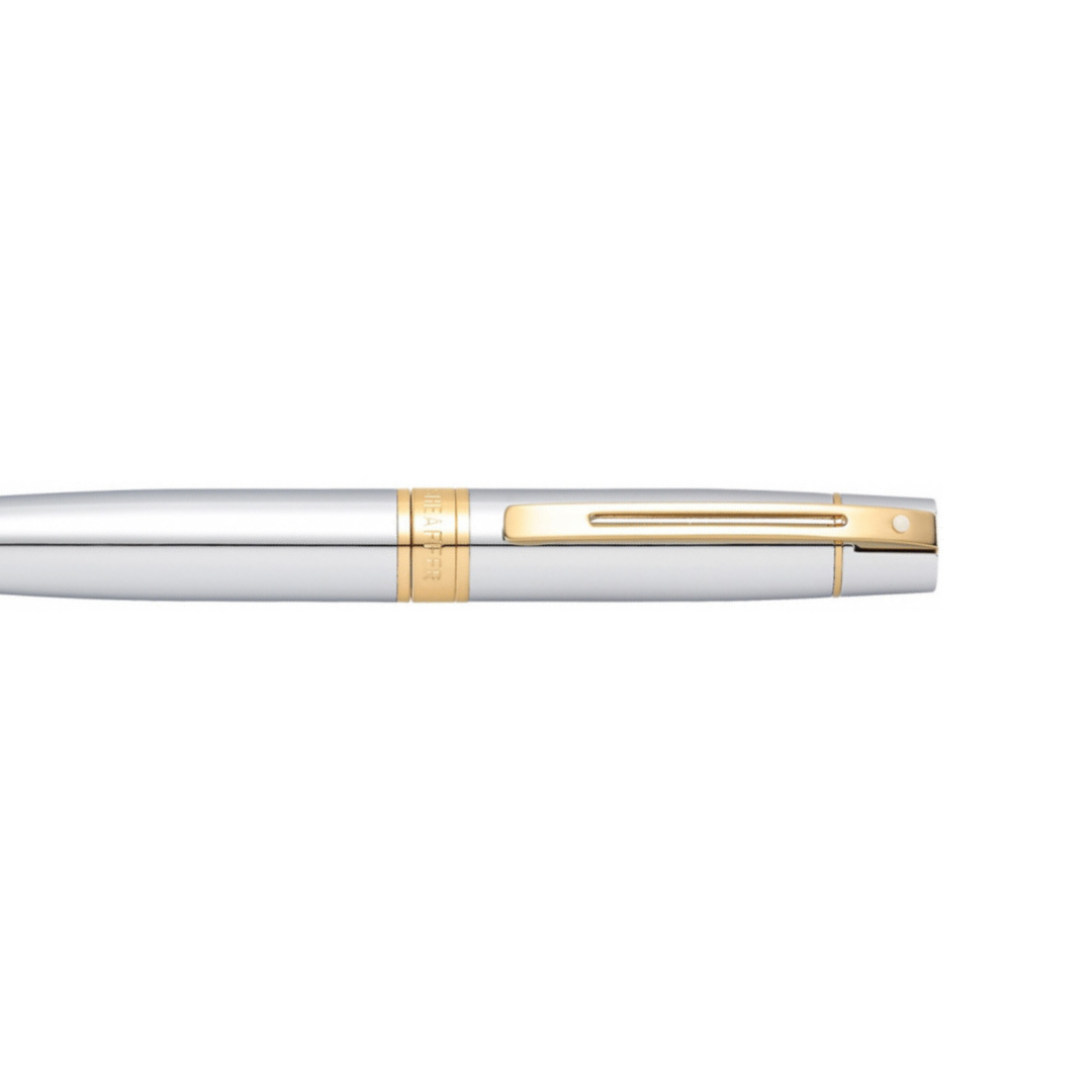 Sheaffer 300 E9342 Bright Chrome With Gold Trims Ballpoint Pen (WW30) — Sheaffer ballpoint pen — reliable smooth-writing everyday pen, at Cityluxe Singapore