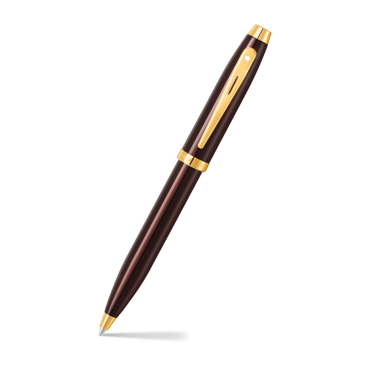 Sheaffer 100 E9370 Glossy Coffee Brown With PVD Gold-Tone Trim Ballpoint Pen (WW30) — Sheaffer ballpoint pen — reliable smooth-writing everyday pen, at Cityluxe Singapore
