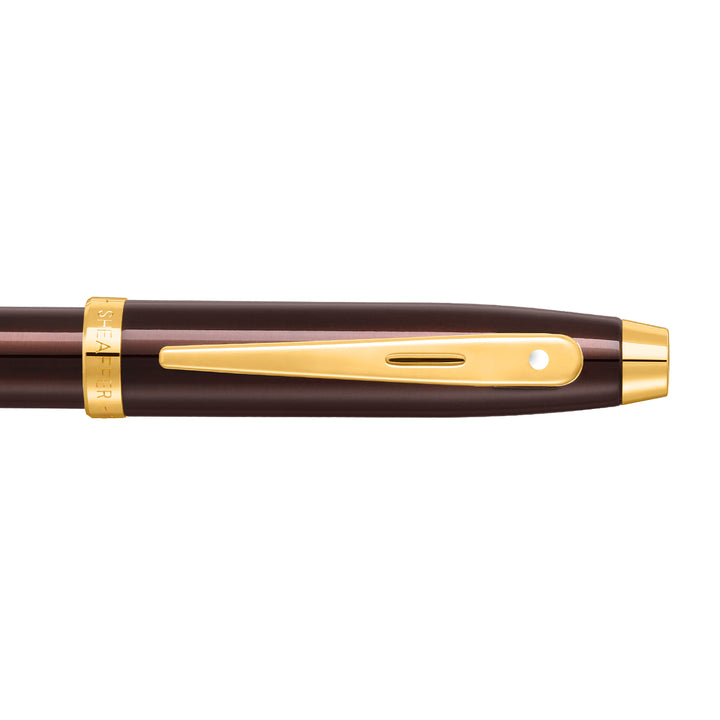 Sheaffer 100 E9370 Glossy Coffee Brown With PVD Gold-Tone Trim Ballpoint Pen (WW30) — Sheaffer ballpoint pen — reliable smooth-writing everyday pen, at Cityluxe Singapore