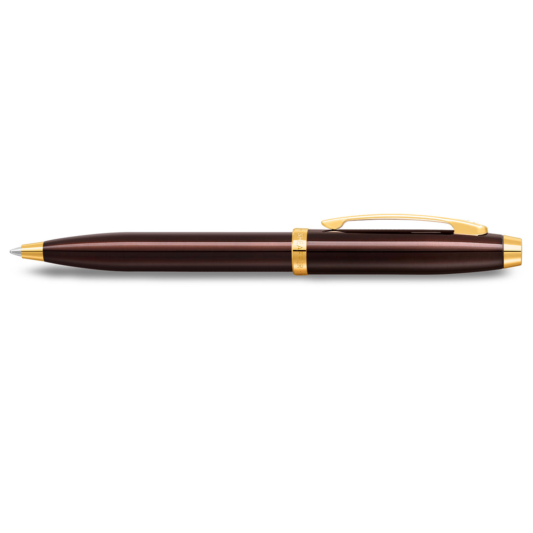Sheaffer 100 E9370 Glossy Coffee Brown With PVD Gold-Tone Trim Ballpoint Pen (WW30) — Sheaffer ballpoint pen — reliable smooth-writing everyday pen, at Cityluxe Singapore