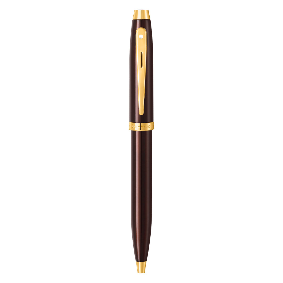 Sheaffer 100 E9370 Glossy Coffee Brown With PVD Gold-Tone Trim Ballpoint Pen (WW30) — Sheaffer ballpoint pen — reliable smooth-writing everyday pen, at Cityluxe Singapore