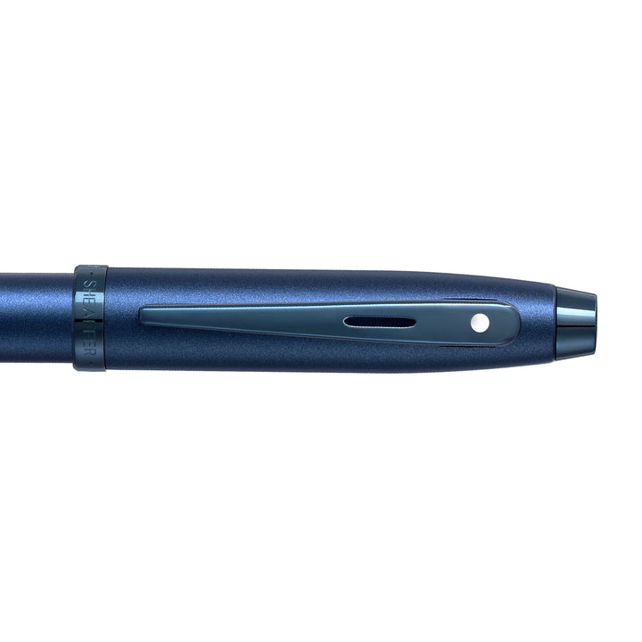 Sheaffer 100 E9371 Satin Blue With PVD Blue Trims Ballpoint Pen (WW30) — Sheaffer ballpoint pen — reliable smooth-writing everyday pen, at Cityluxe Singapore