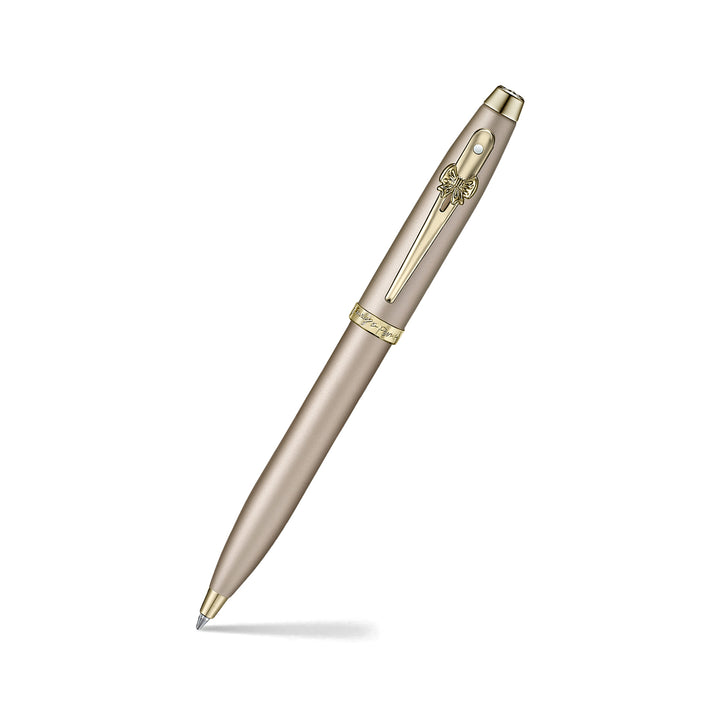 Sheaffer 100 Emily in Paris 9377 Champagne Gold Ballpoint Pen with Champagne Gold Trims and Bow-Shaped Clip Emblem — Sheaffer ballpoint pen — reliable smooth-writing everyday pen, at Cityluxe Singapor