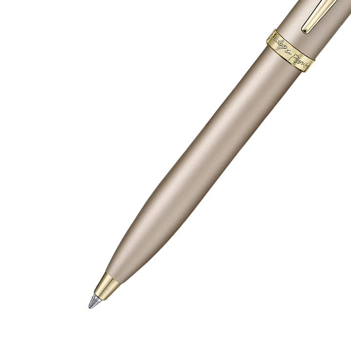 Sheaffer 100 Emily in Paris 9377 Champagne Gold Ballpoint Pen with Champagne Gold Trims and Bow-Shaped Clip Emblem — Sheaffer ballpoint pen — reliable smooth-writing everyday pen, at Cityluxe Singapor