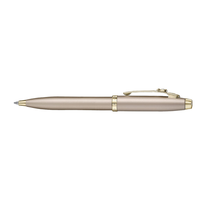 Sheaffer 100 Emily in Paris 9377 Champagne Gold Ballpoint Pen with Champagne Gold Trims and Bow-Shaped Clip Emblem — Sheaffer ballpoint pen — reliable smooth-writing everyday pen, at Cityluxe Singapor
