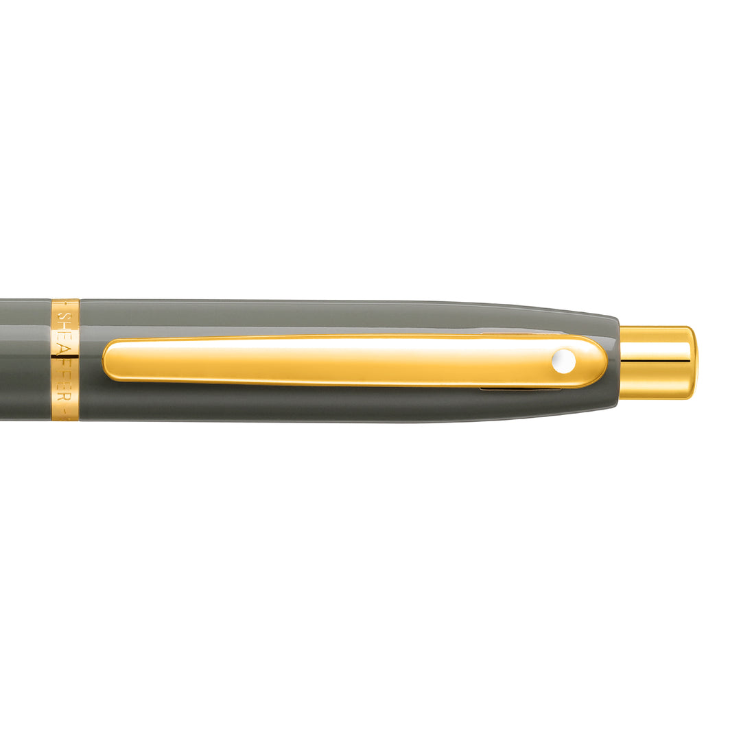 Sheaffer VFM E9427 Glossy Light Gray  With PVD Gold-Tone Trim Ballpoint Pen (WW31) — Sheaffer ballpoint pen — reliable smooth-writing everyday pen, at Cityluxe Singapore