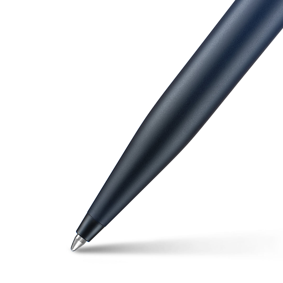 Sheaffer VFM 9429 Matt Blue  With Matt Black PVD Trims Ballpoint Pen (WW31) — uncapped with cap posted