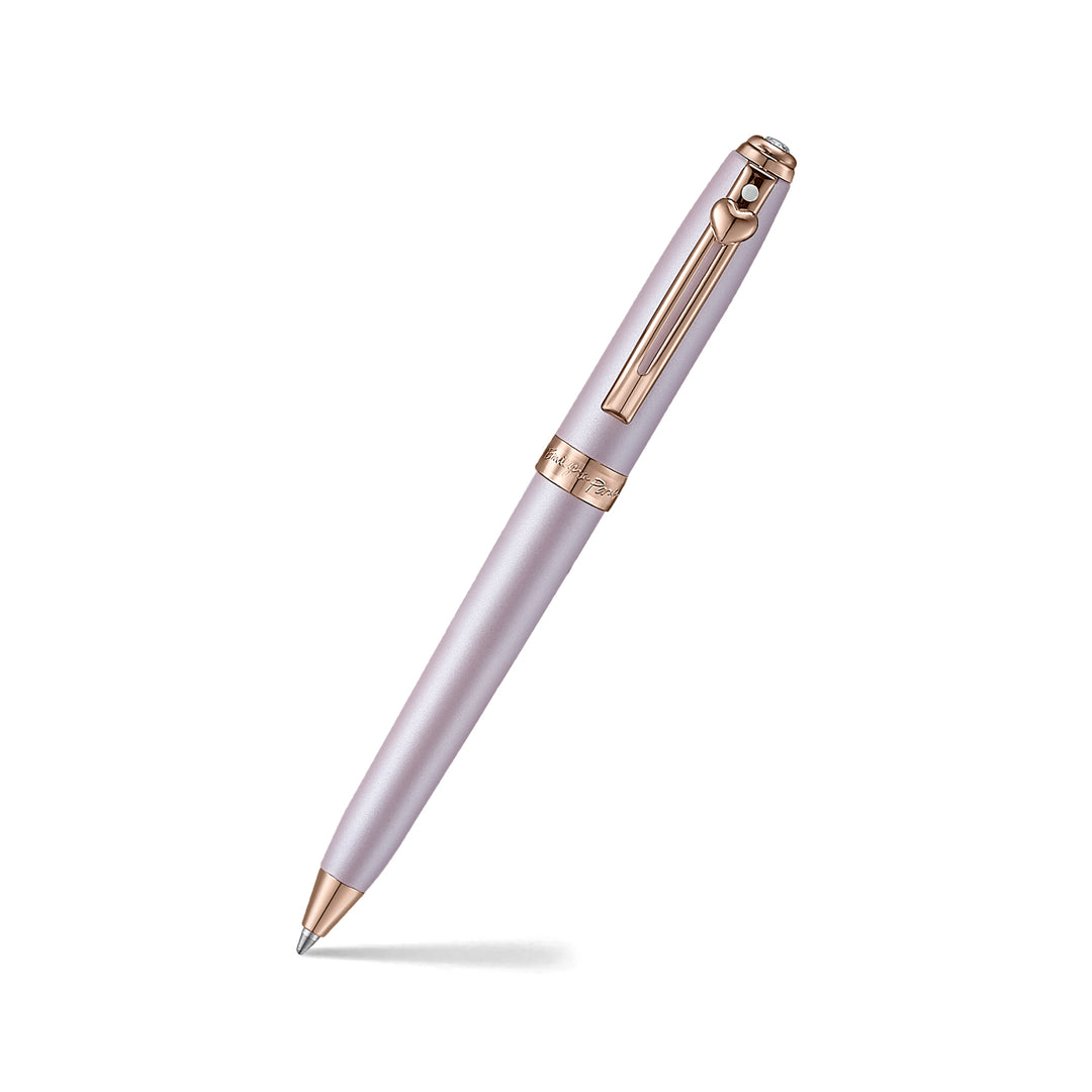 Sheaffer Emily in Paris Prelude Mini 9810 Pastel Pink Ballpoint Pen and PVD Rose Gold Trims with Heart Emblem and Swarovsk…