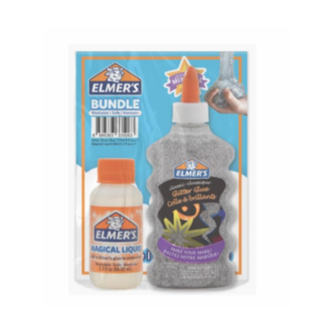 ELMER'S GLITTER SILVER + SLIME ACTIVATIOR — Elmer's slime — stress-relief tactile toy, at Cityluxe Singapore