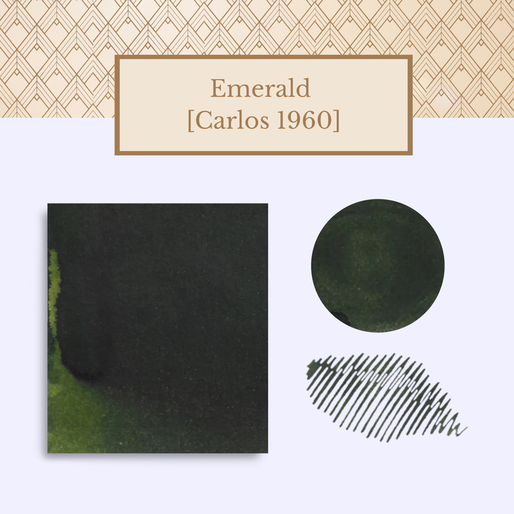Vinta Inks 30ml Ink Bottle Emerald (Carlos 1960) — Vinta Inks fountain pen ink — premium bottled ink for writing, at Cityluxe Singapore