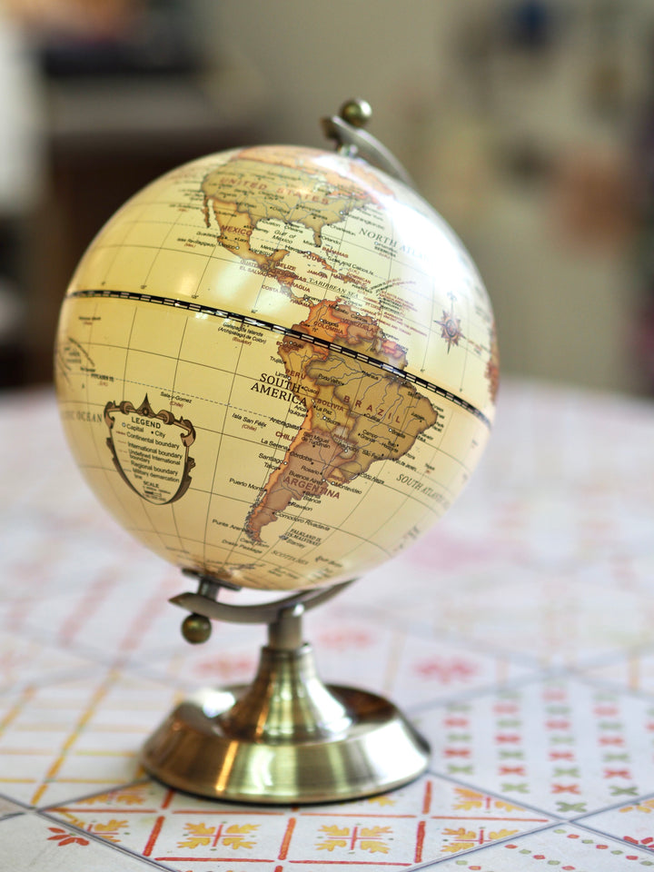 Luxo Antique Globe, Copper Metal Base - 14cm — close-up