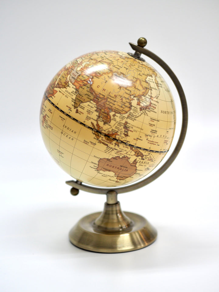 Luxo Antique Globe, Copper Metal Base - 14cm — side view