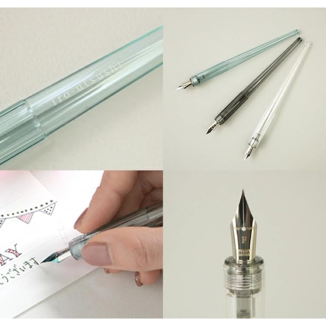 Pilot Iro-Utsushi Dip Fountain Pen - Clear — writing at an angle