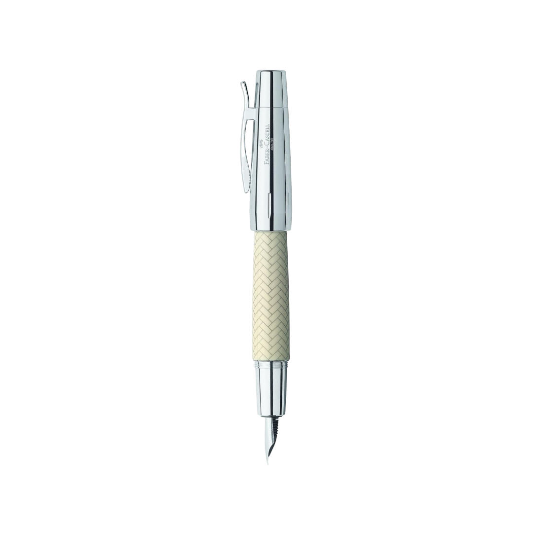 Faber-Castell E-Motion Resin Fountain Pen - Parquet Ivory — nib close-up