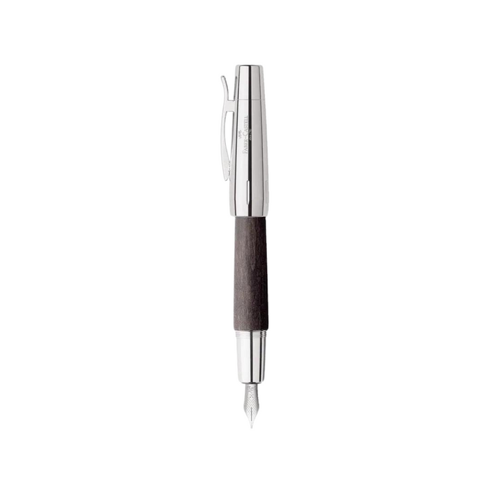 Faber-Castell E-Motion Fountain Pen - Pearwood Black Chrome Metal — nib close-up