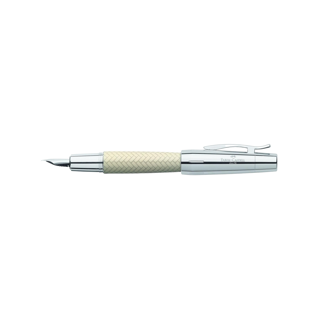 Faber-Castell E-Motion Resin Fountain Pen - Parquet Ivory — with packaging