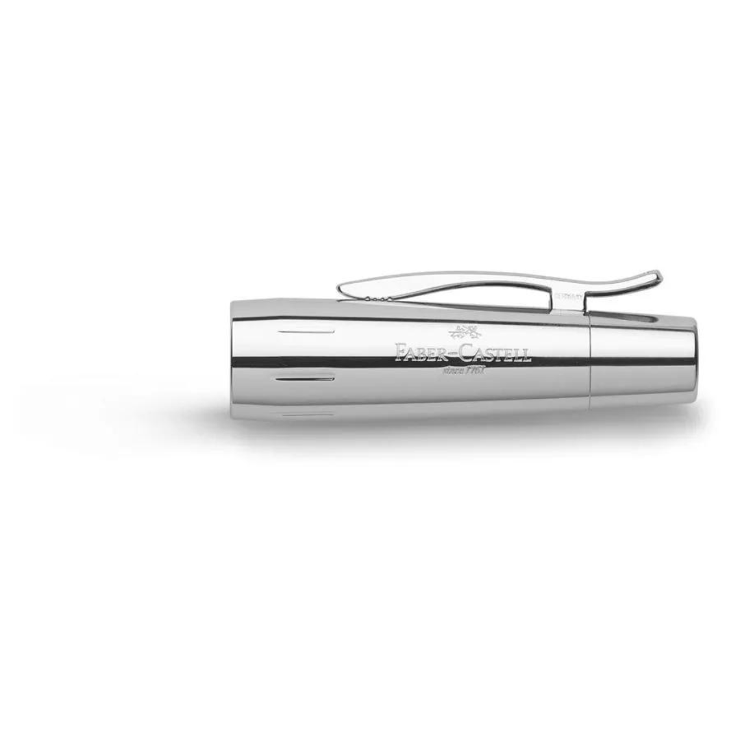 Faber-Castell E-Motion Fountain Pen - Pearwood Black Chrome Metal — writing at an angle