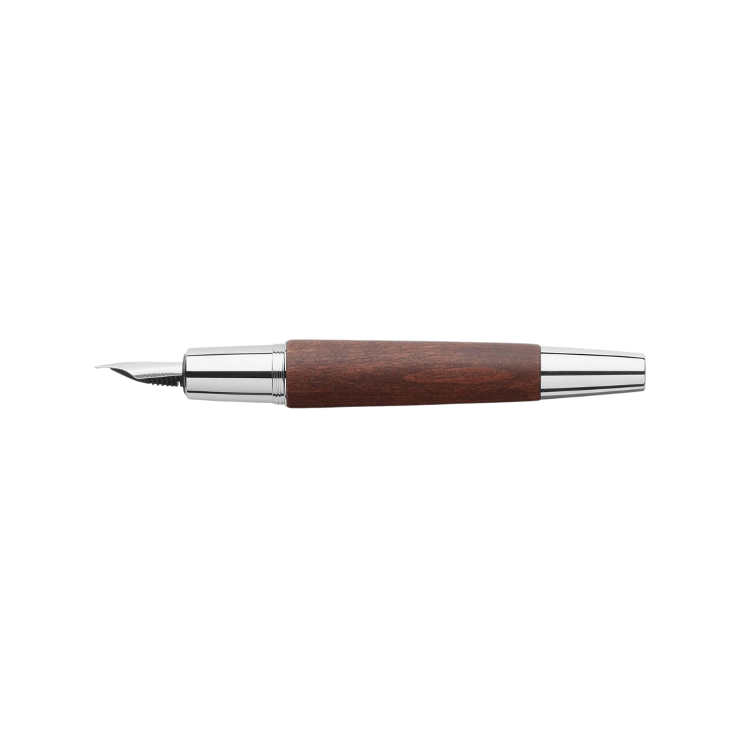 Faber-Castell Emotion Fountain Pen Pearwood Dark Brown Chrome Metal (FPD 2024) — Faber-Castell fountain pen — precision nib writing instrument, at Cityluxe Singapore stationery store