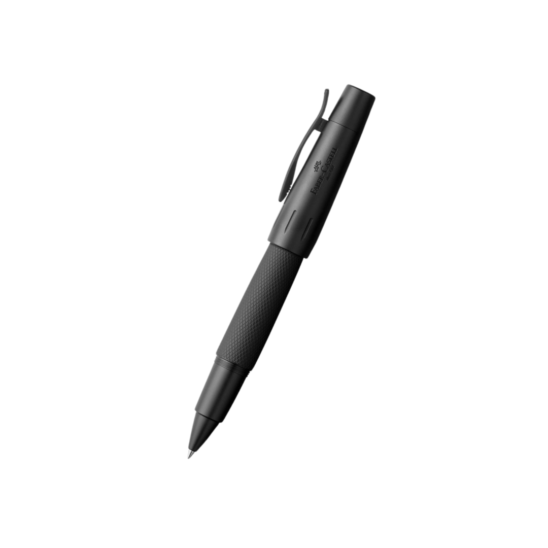 Faber-Castell E-Motion Rollerball Penball Pen Pure Black Anodized Aluminum — Faber-Castell rollerball pen — fluid gel ink writing instrument, at Cityluxe Singapore
