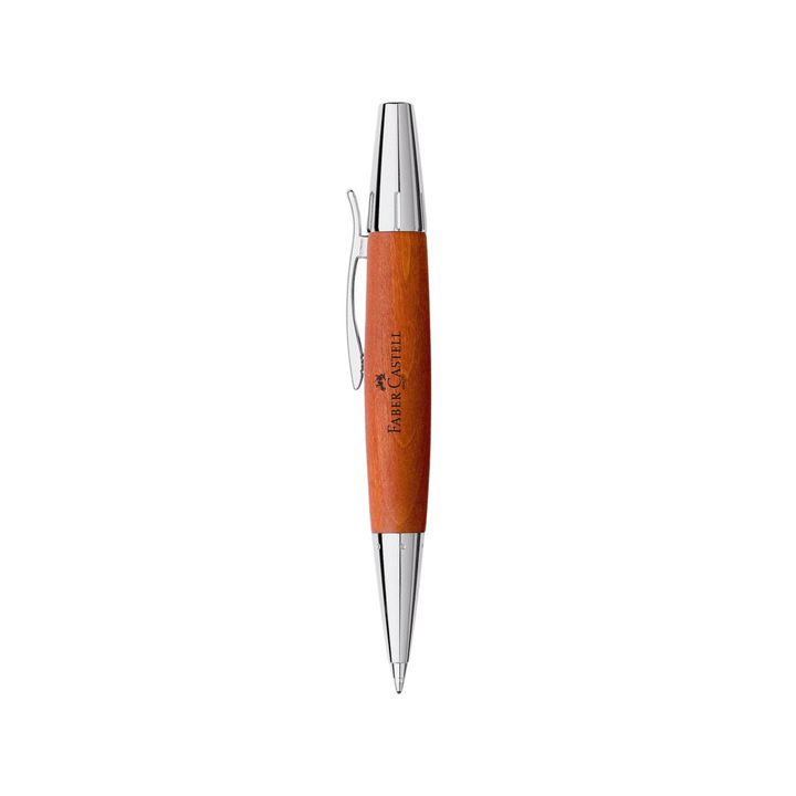 Faber-Castell E-Motion Twist Ballpoint Pen Pearwood Brown Chrome Metal — Faber-Castell ballpoint pen — reliable smooth-writing everyday pen, at Cityluxe Singapore