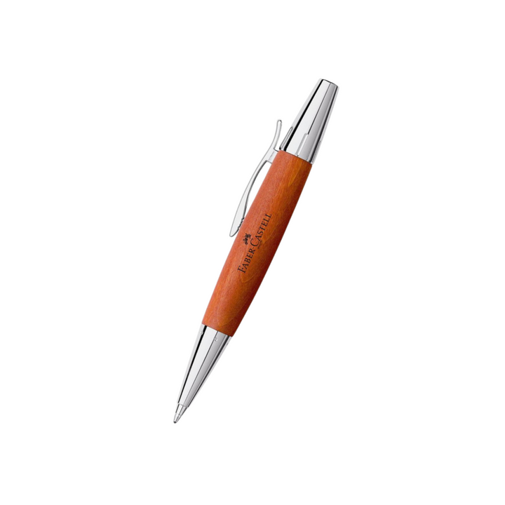 Faber-Castell E-Motion Twist Ballpoint Pen Pearwood Brown Chrome Metal — Faber-Castell ballpoint pen — reliable smooth-writing everyday pen, at Cityluxe Singapore