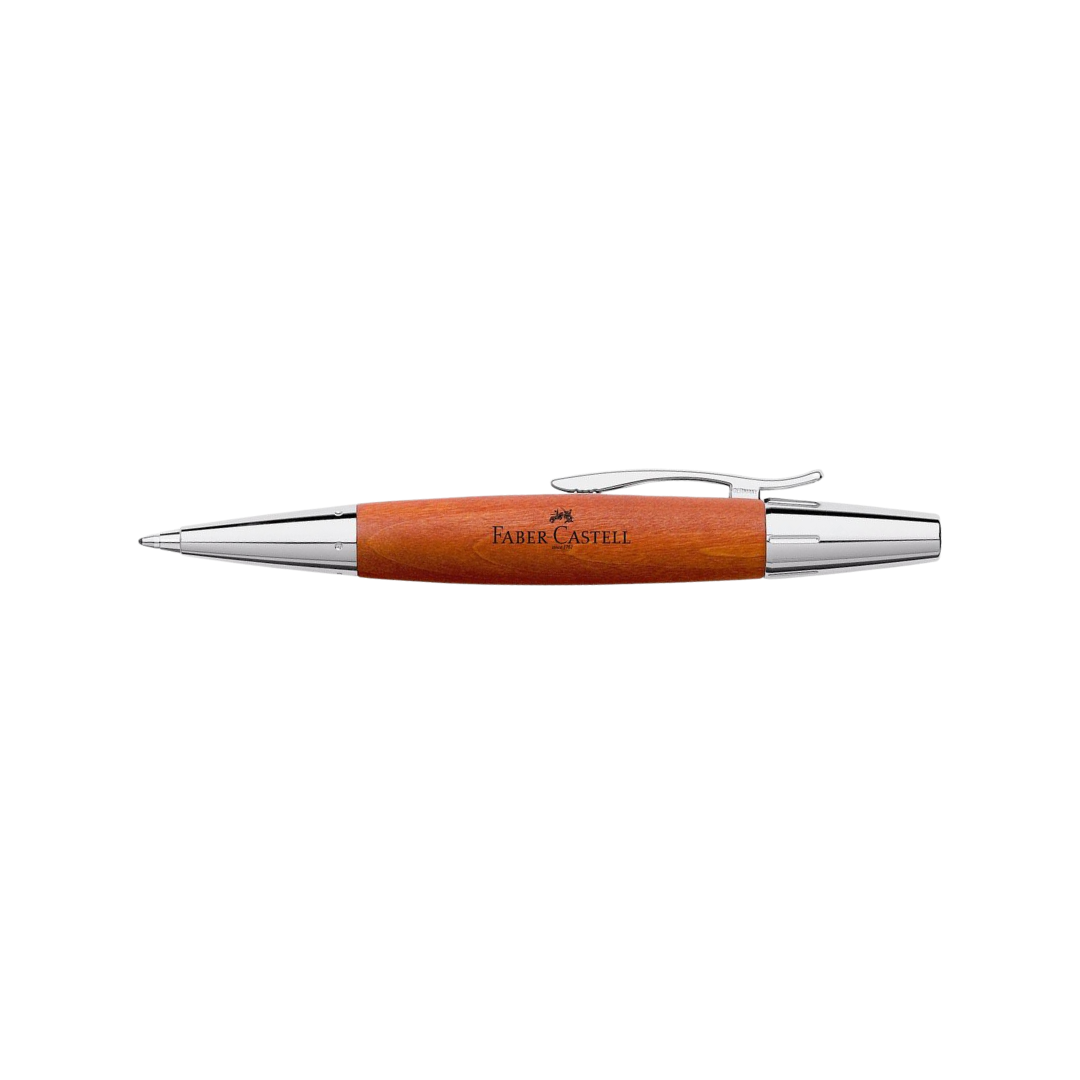Faber-Castell E-Motion Twist Ballpoint Pen Pearwood Brown Chrome Metal — Faber-Castell ballpoint pen — reliable smooth-writing everyday pen, at Cityluxe Singapore